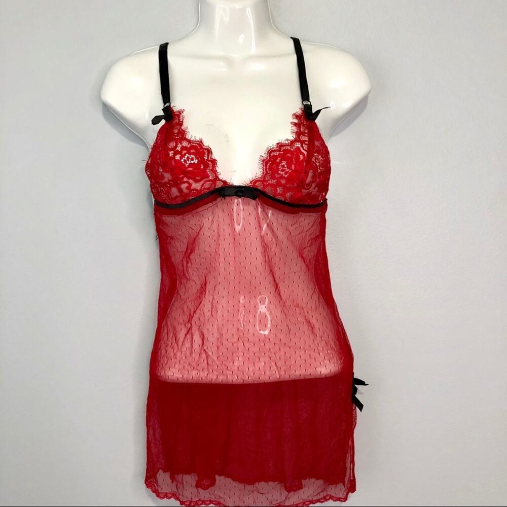 Victoria Secret red lace sheer lingerie small y2k nightie sexy